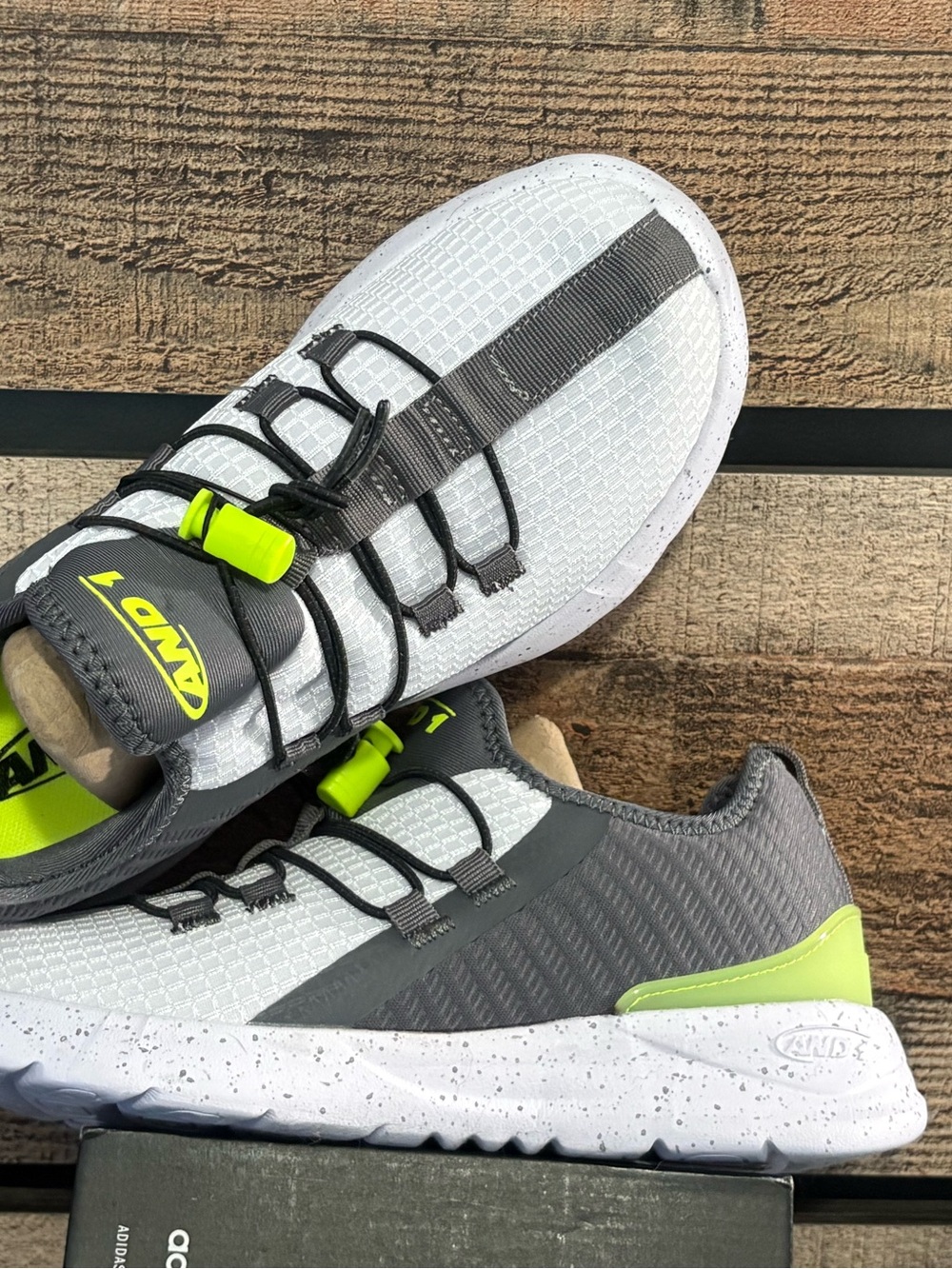 And1 Kids Sneakers - White, Gray & Neon Green Accent - Picture 2 of 6